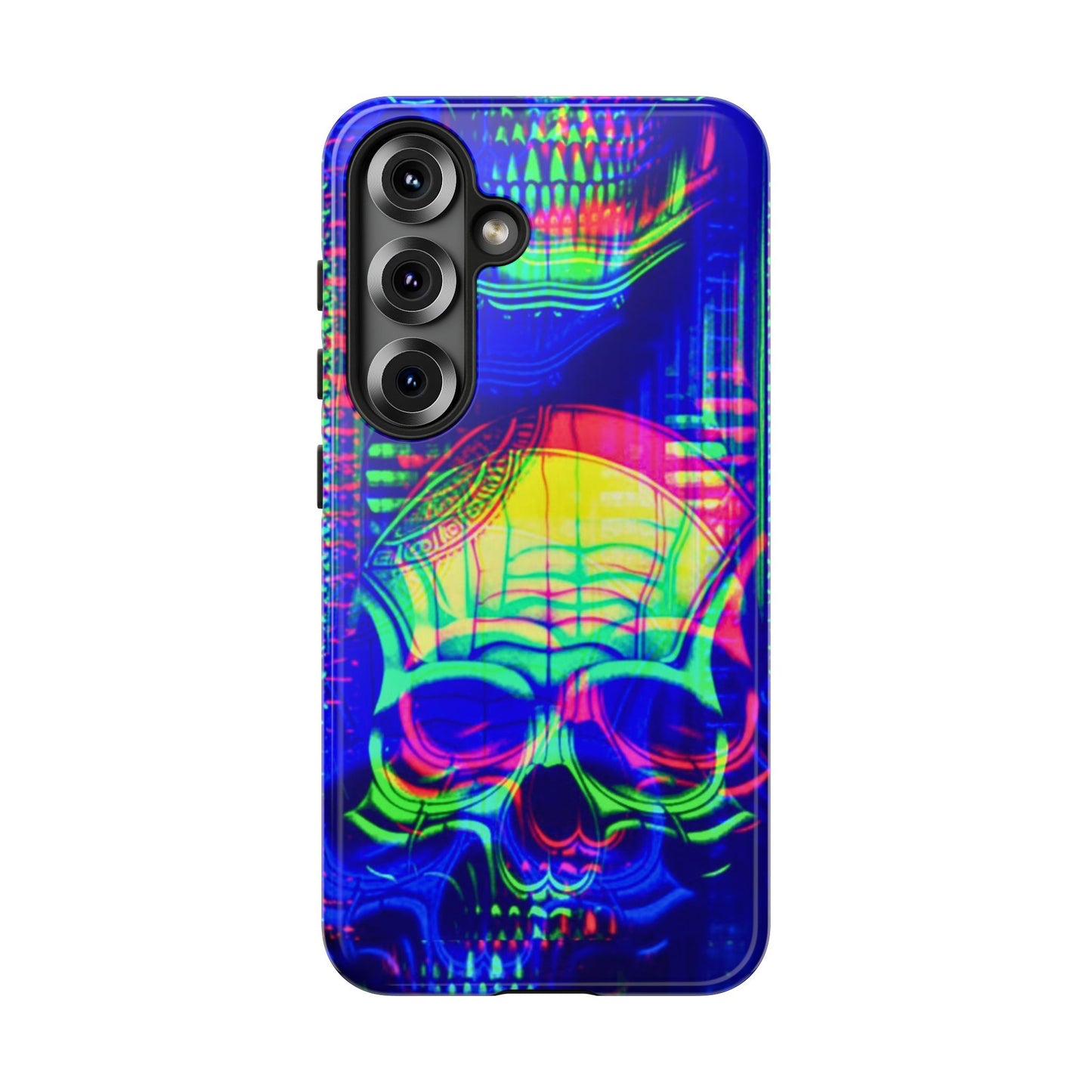 Phone Case - Bright Colorful Jittery Skull Design