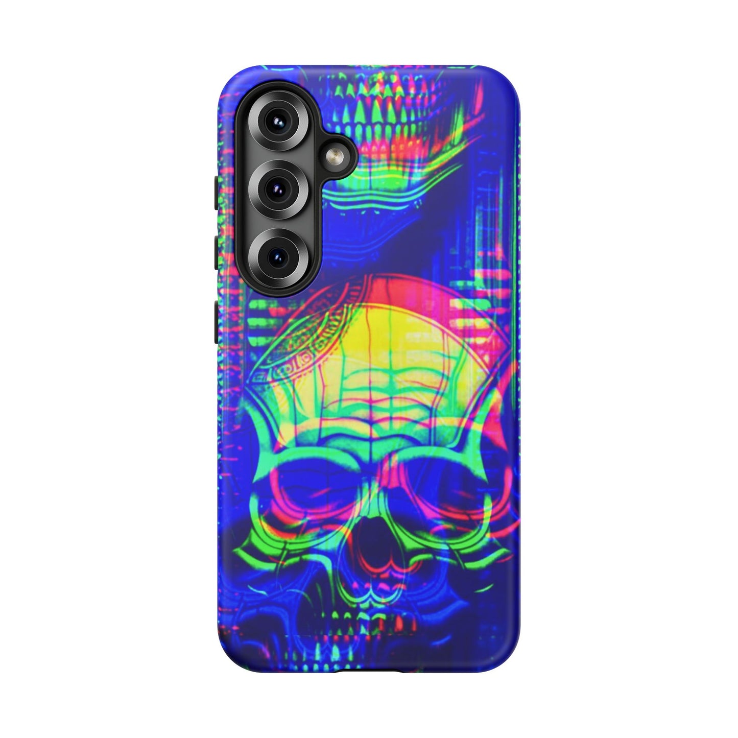 Phone Case - Bright Colorful Jittery Skull Design