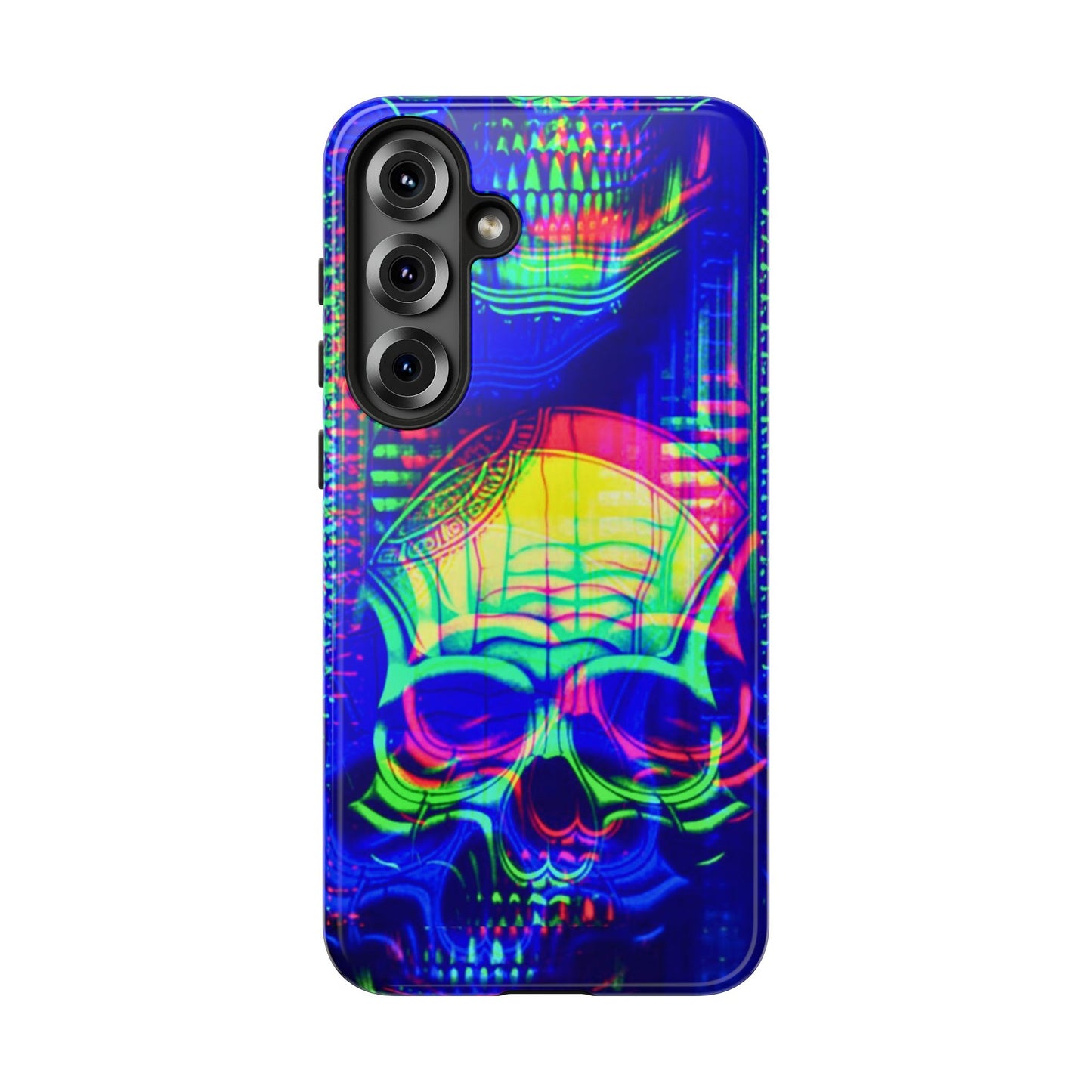 Phone Case - Bright Colorful Jittery Skull Design