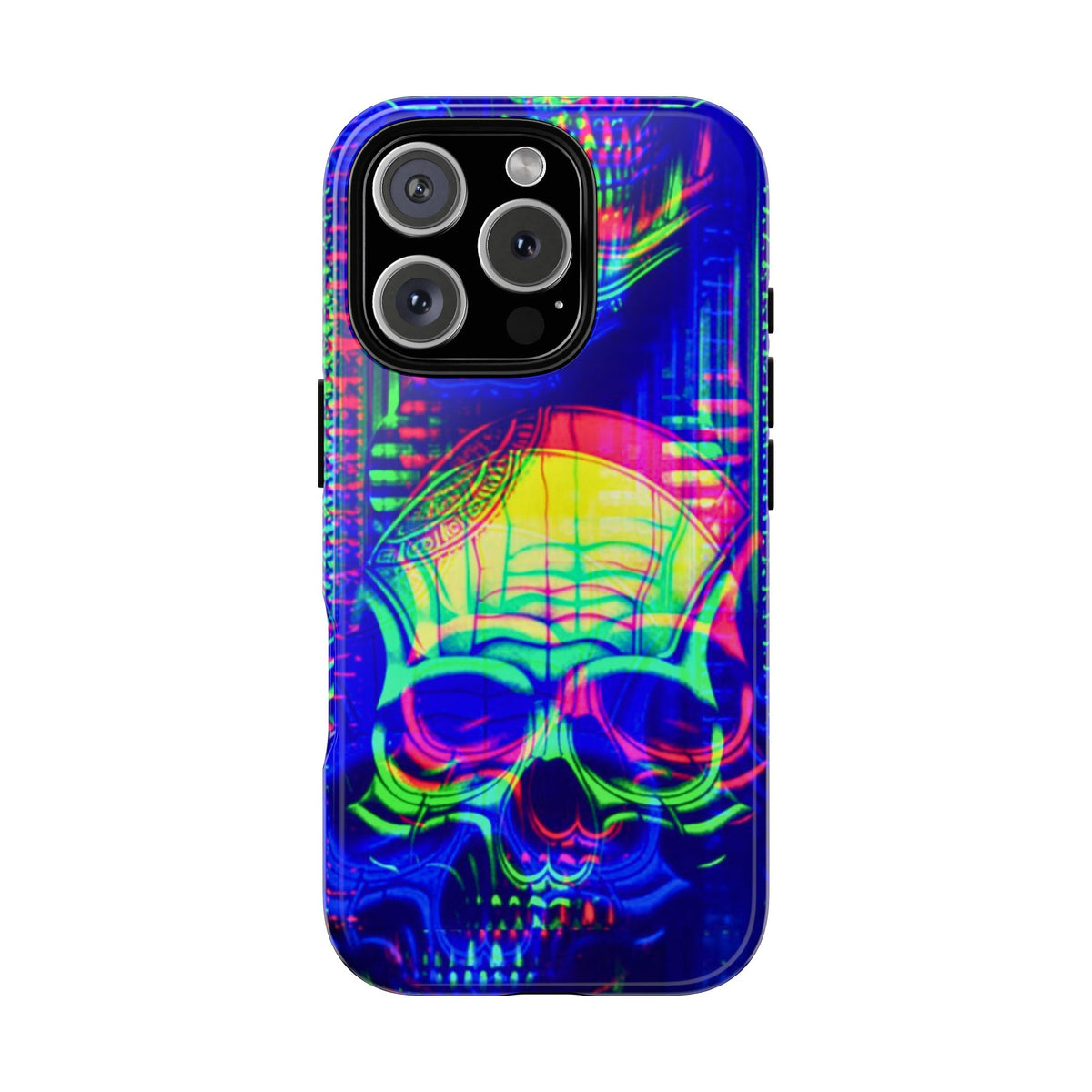 Phone Case - Bright Colorful Jittery Skull Design - NecroGrip
