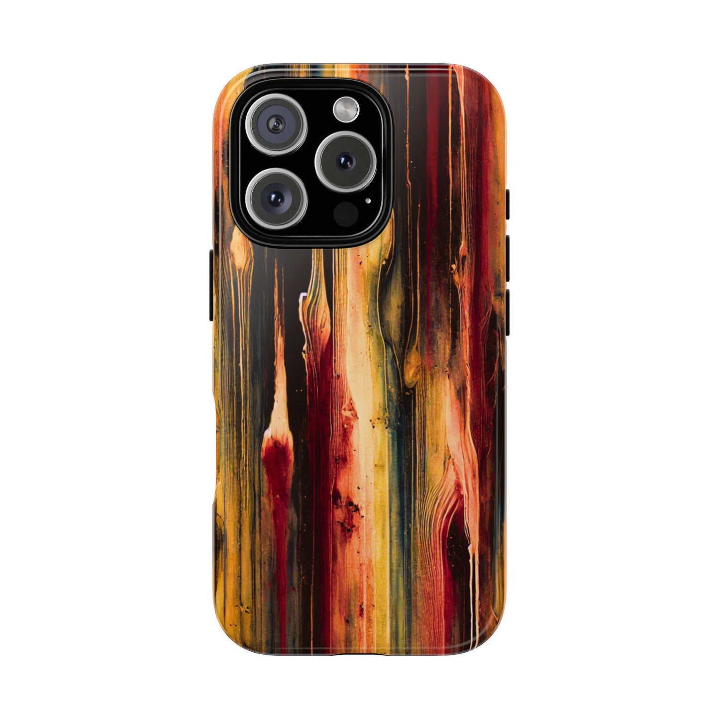 Rupture by NecroGrip tough phone case with red, gold, and black drip design