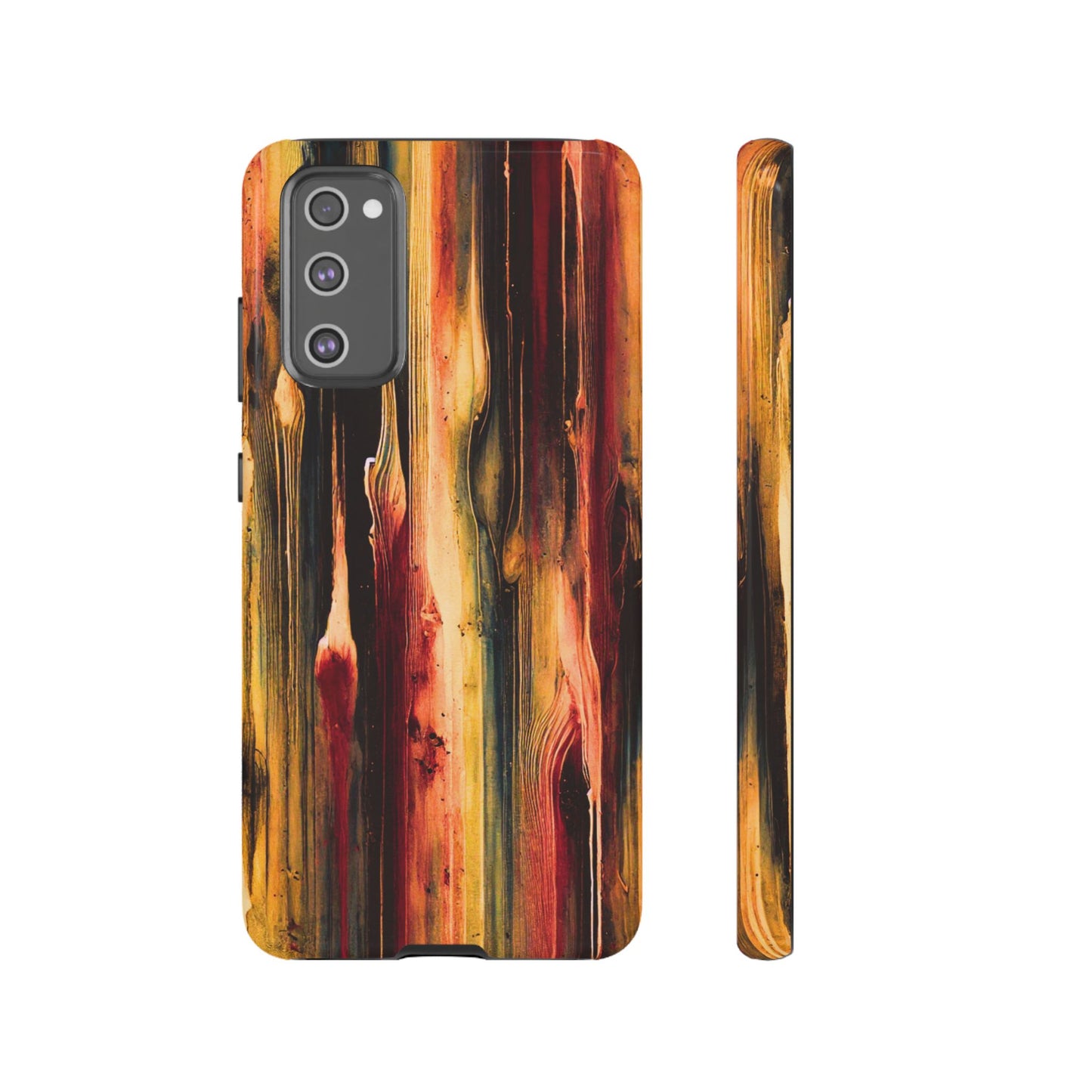 Rupture by NecroGrip tough phone case with red, gold, and black drip design