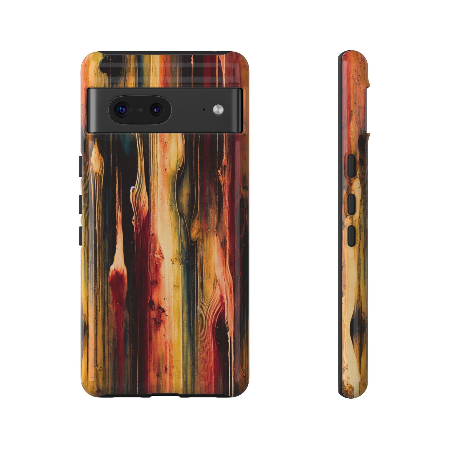 Rupture by NecroGrip tough phone case with red, gold, and black drip design