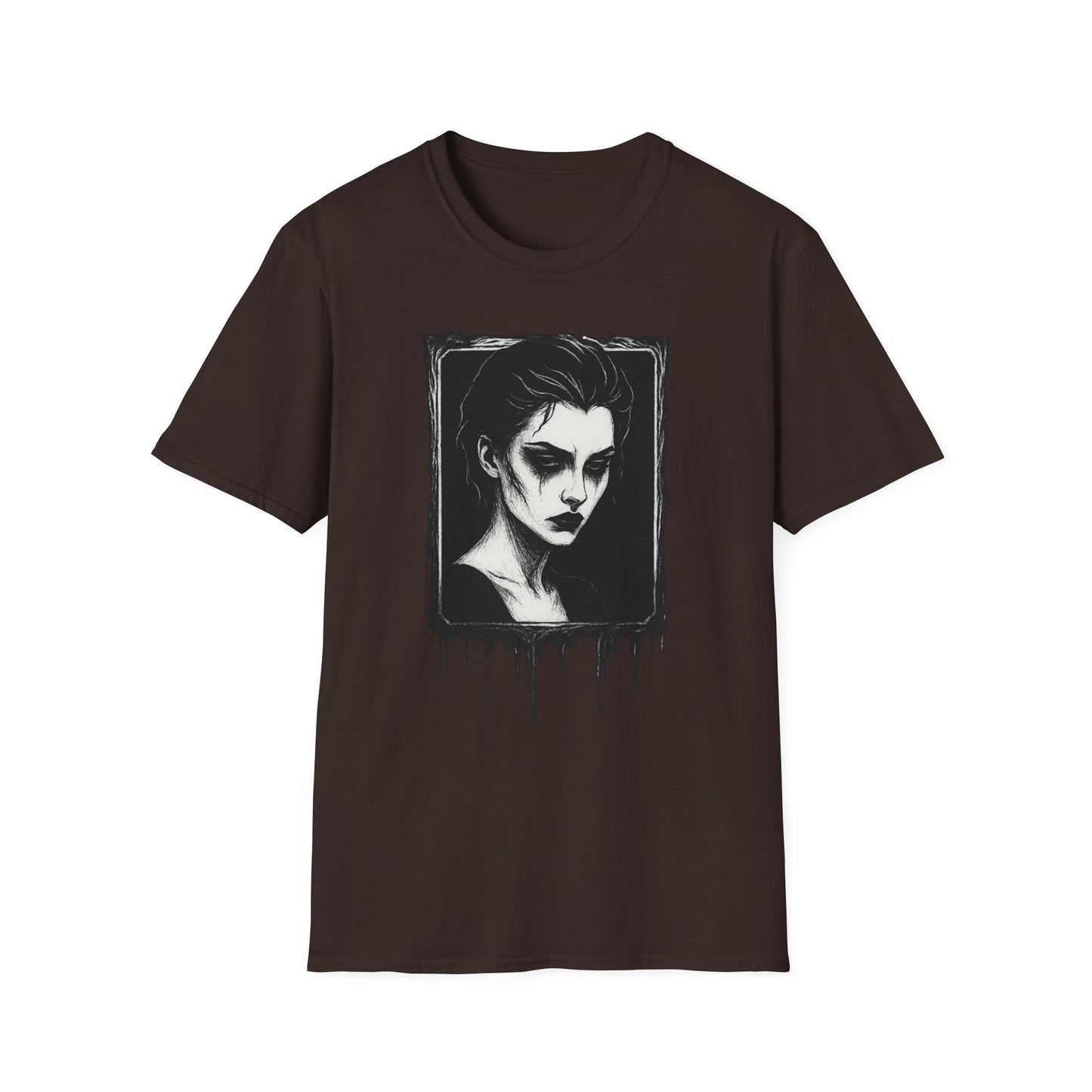 Framed in Mourning – Gothic Portrait Drip T-Shirt - NecroGrip