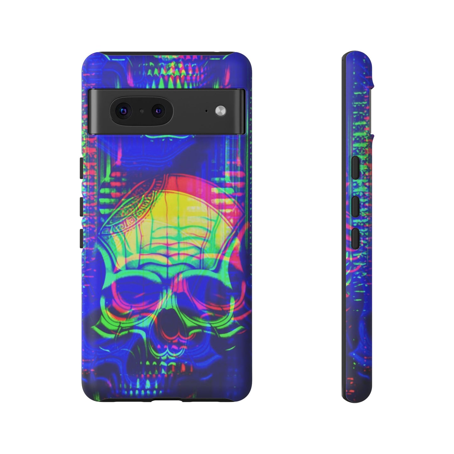 Phone Case - Bright Colorful Jittery Skull Design - NecroGrip