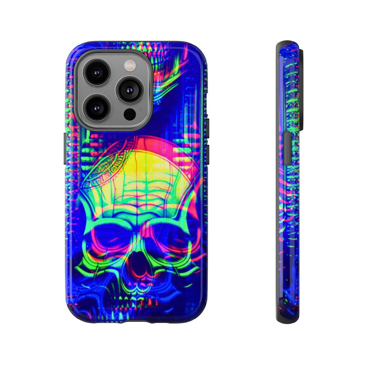 Phone Case - Bright Colorful Jittery Skull Design - NecroGrip