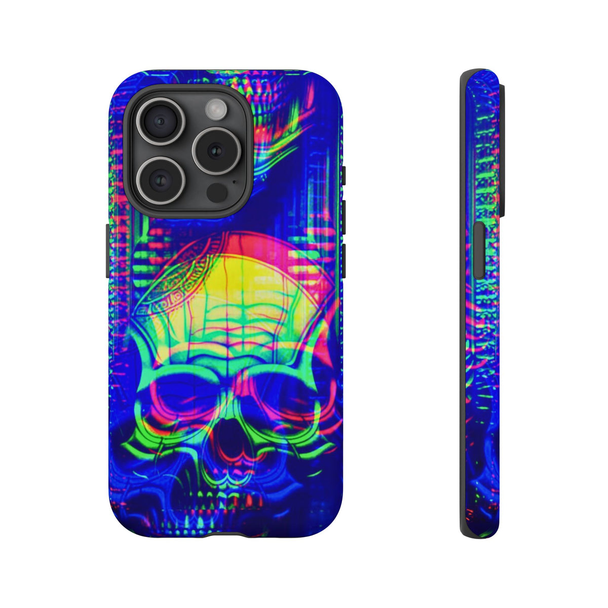 Phone Case - Bright Colorful Jittery Skull Design - NecroGrip