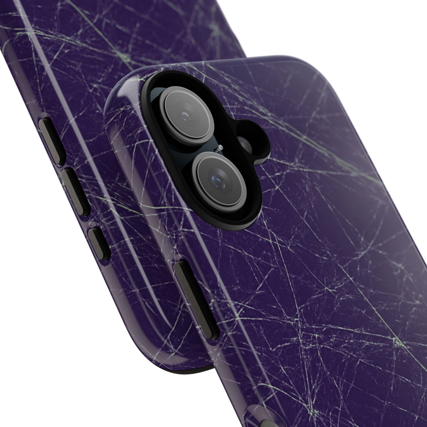 Fragmented impact-resistant phone case with cracked-glass design by NecroGrip.