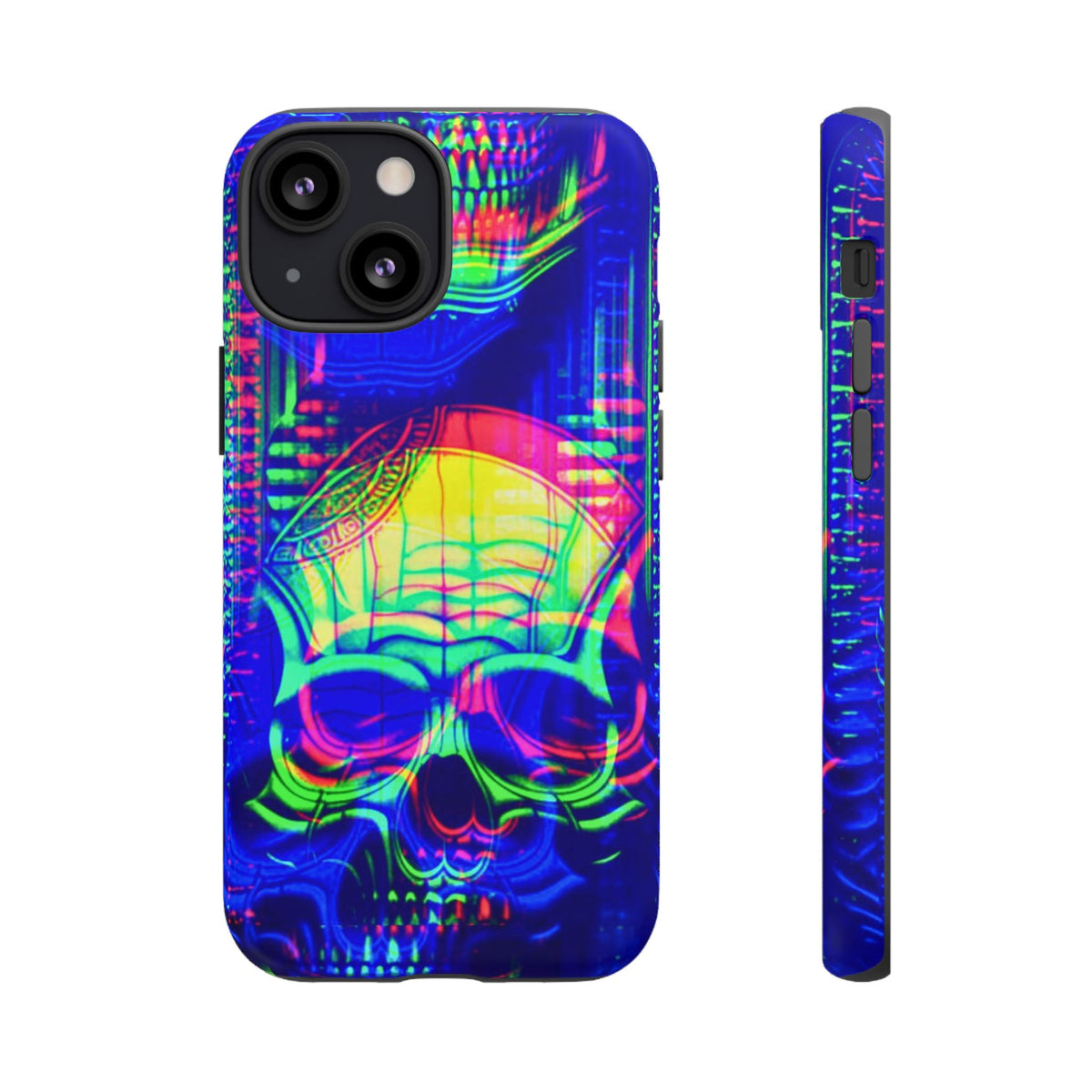 Phone Case - Bright Colorful Jittery Skull Design - NecroGrip