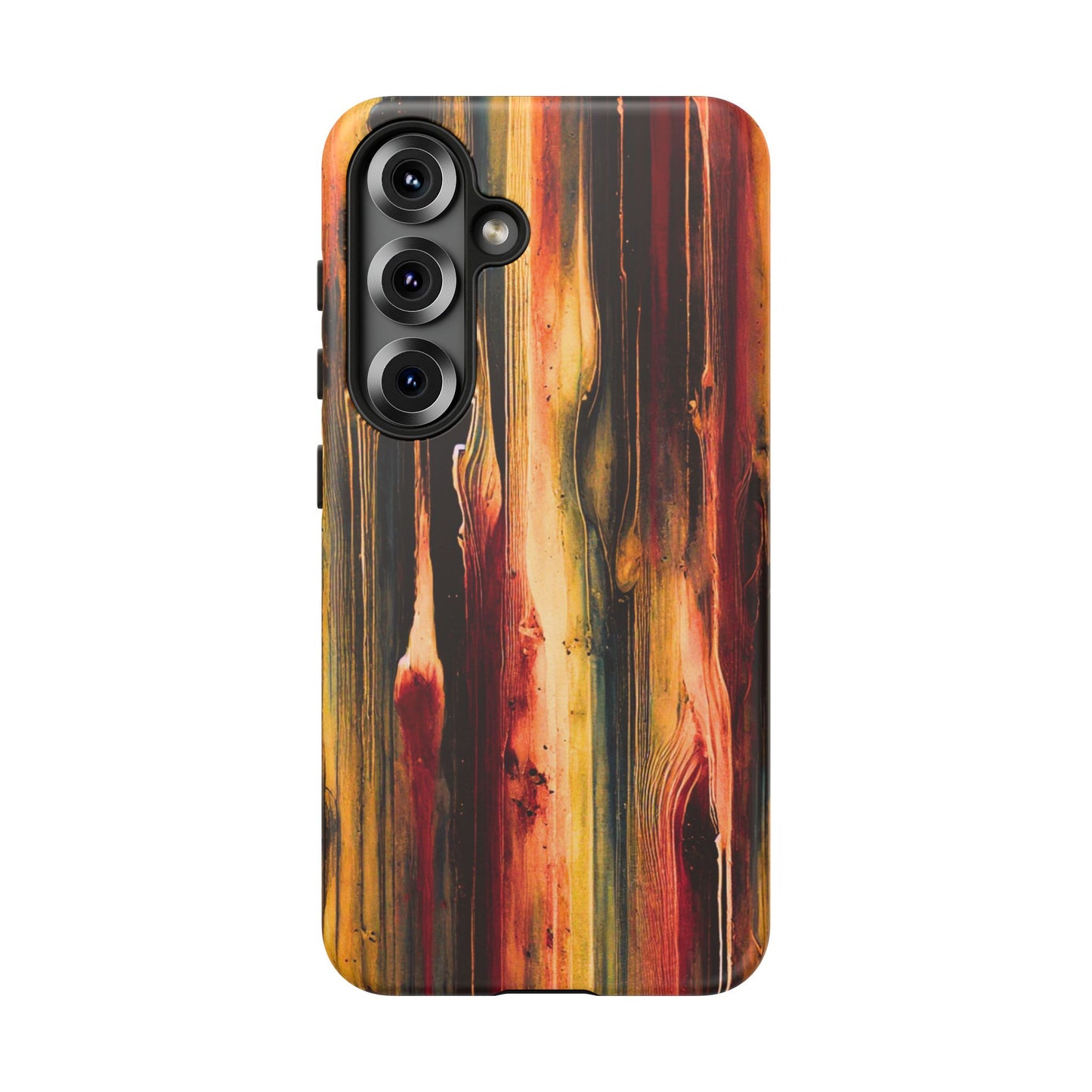 Rupture by NecroGrip tough phone case with red, gold, and black drip design