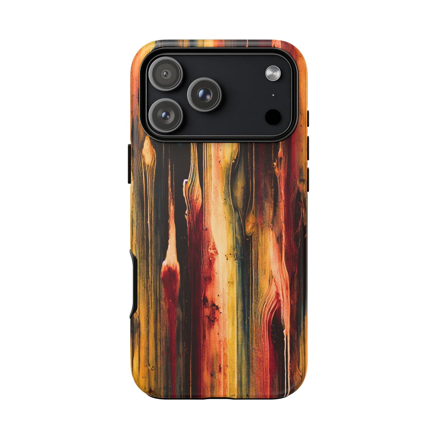 Rupture by NecroGrip tough phone case with red, gold, and black drip design