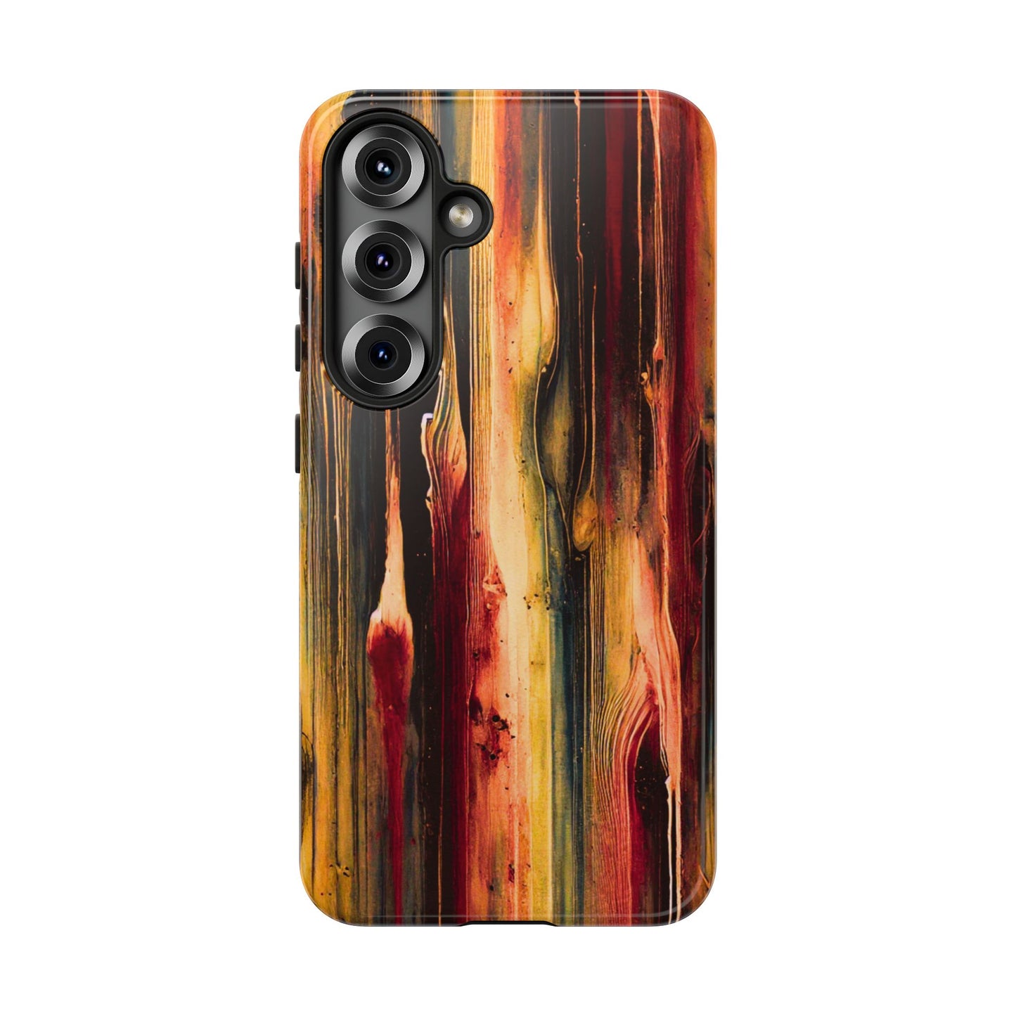 Rupture by NecroGrip tough phone case with red, gold, and black drip design