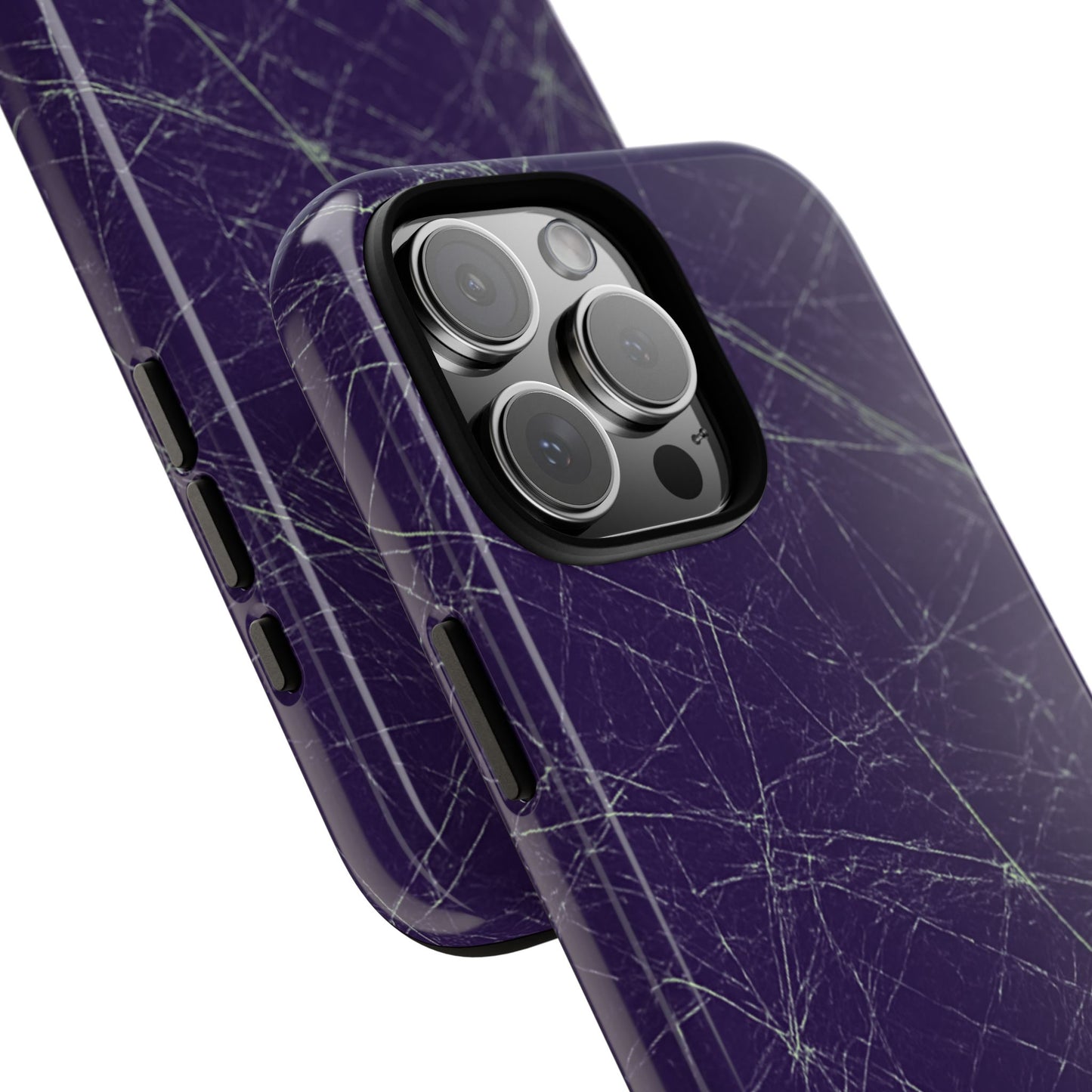 Fragmented impact-resistant phone case with cracked-glass design by NecroGrip.