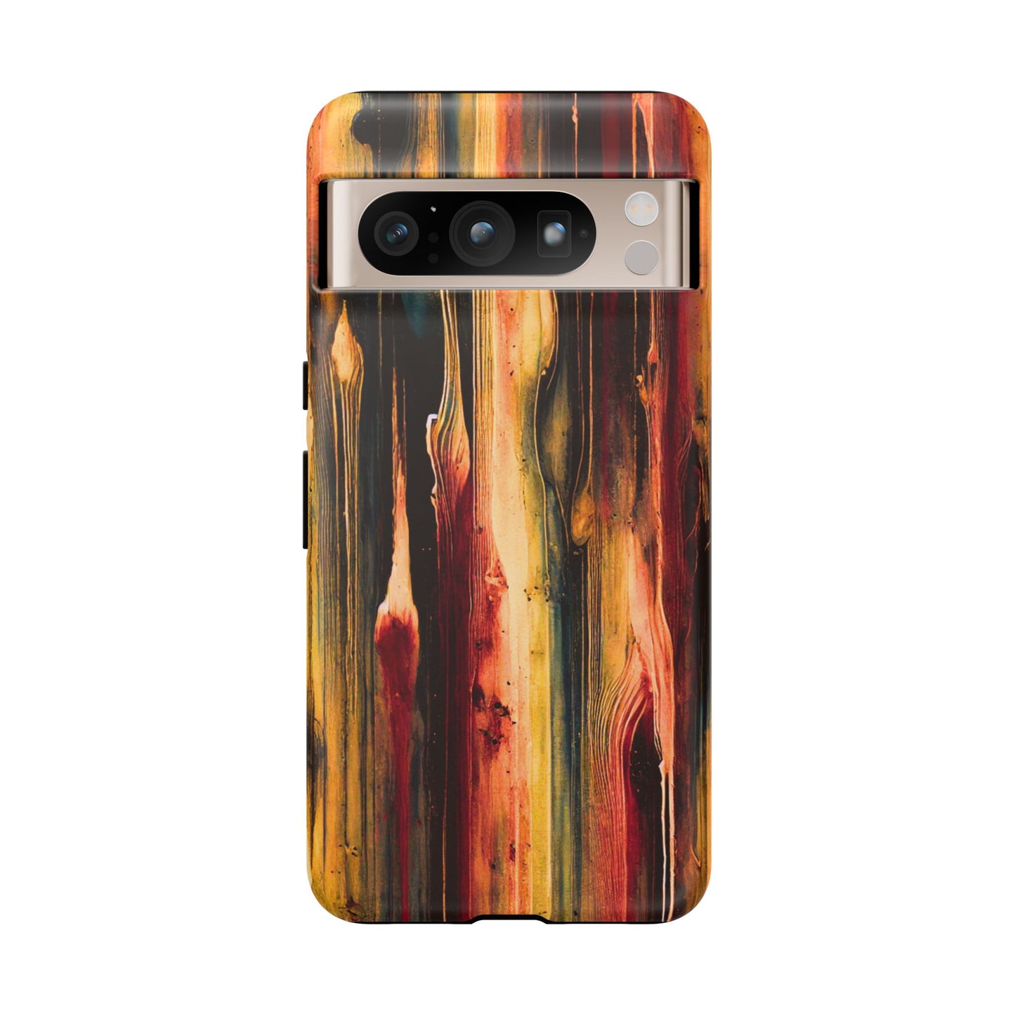 Rupture by NecroGrip tough phone case with red, gold, and black drip design
