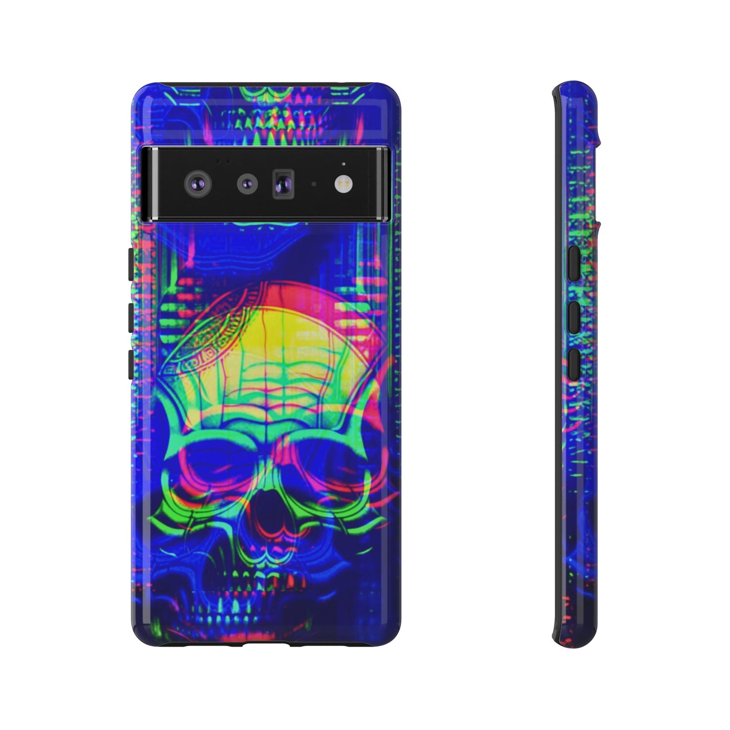 Phone Case - Bright Colorful Jittery Skull Design - NecroGrip