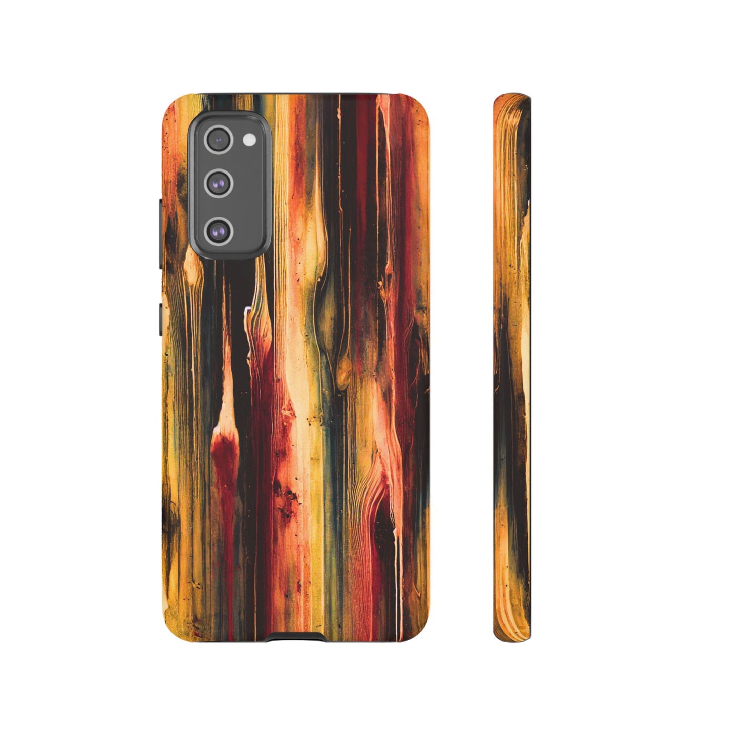 Rupture by NecroGrip tough phone case with red, gold, and black drip design