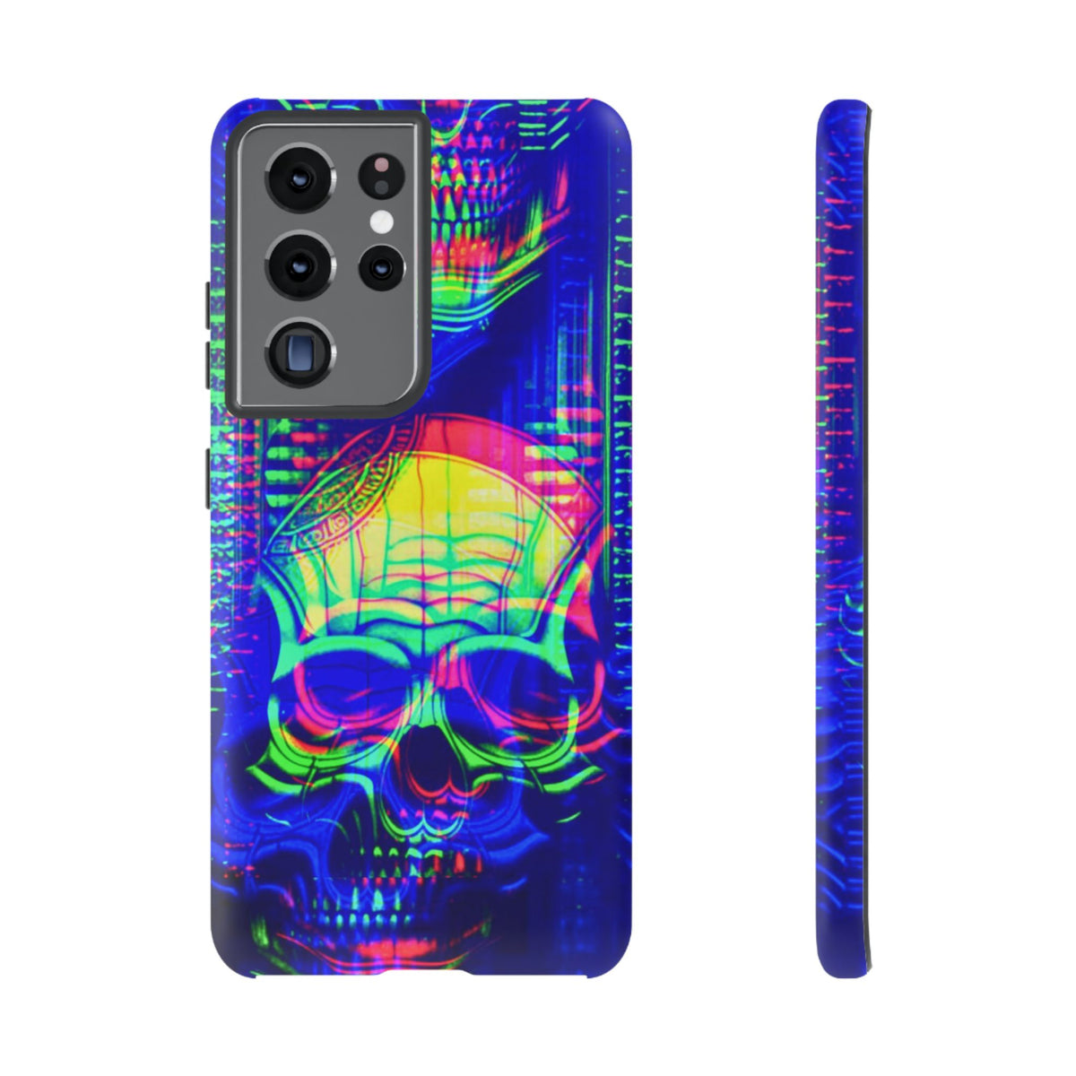 Phone Case - Bright Colorful Jittery Skull Design - NecroGrip