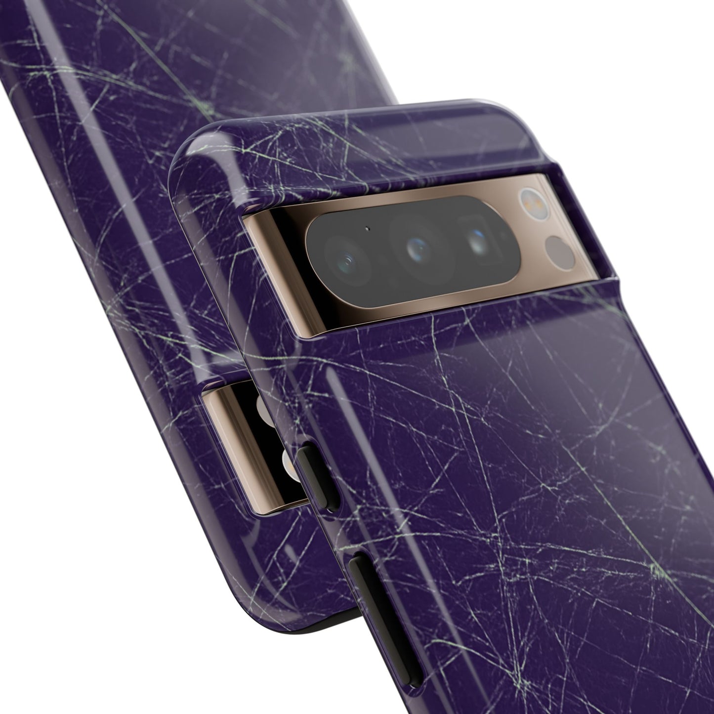 Fragmented impact-resistant phone case with cracked-glass design by NecroGrip.