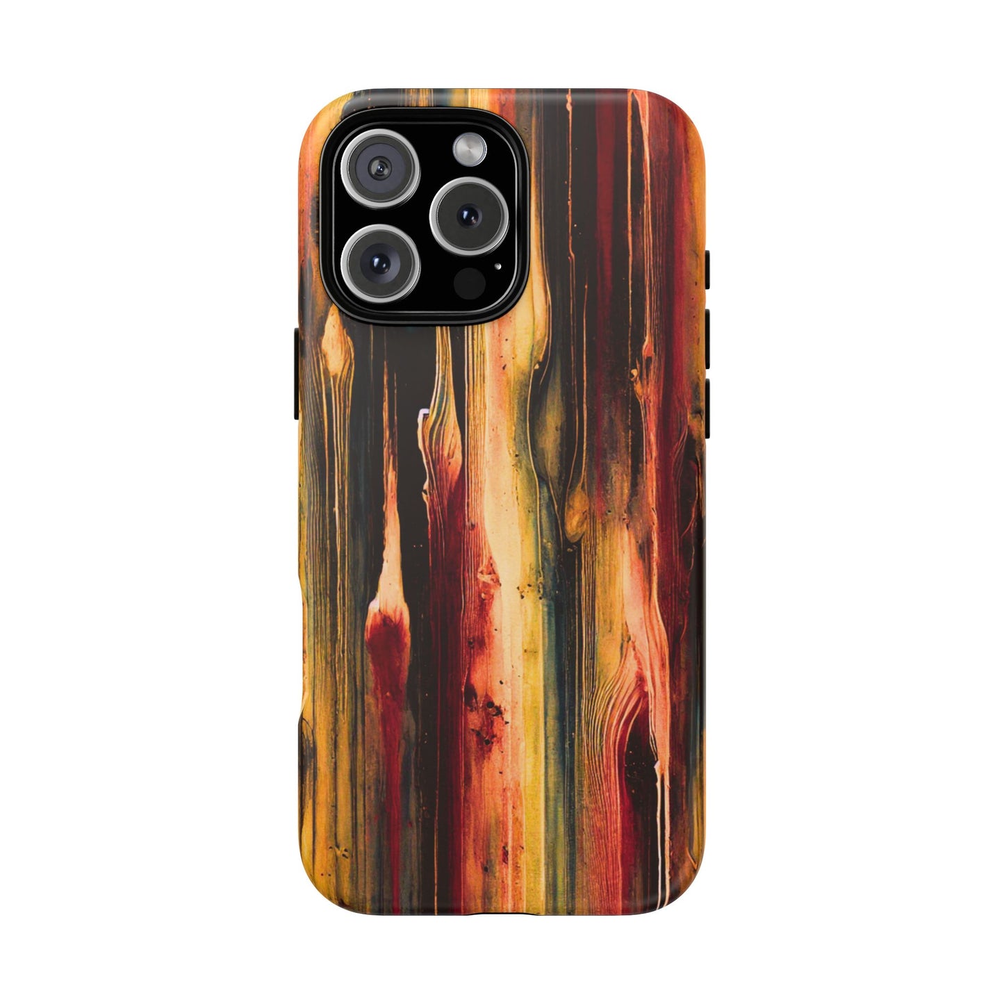 Rupture by NecroGrip tough phone case with red, gold, and black drip design