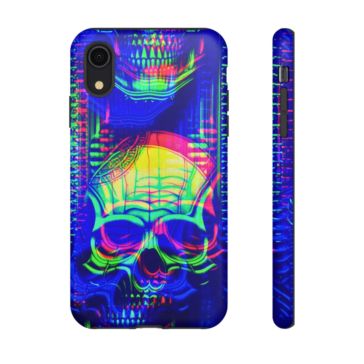 Phone Case - Bright Colorful Jittery Skull Design - NecroGrip