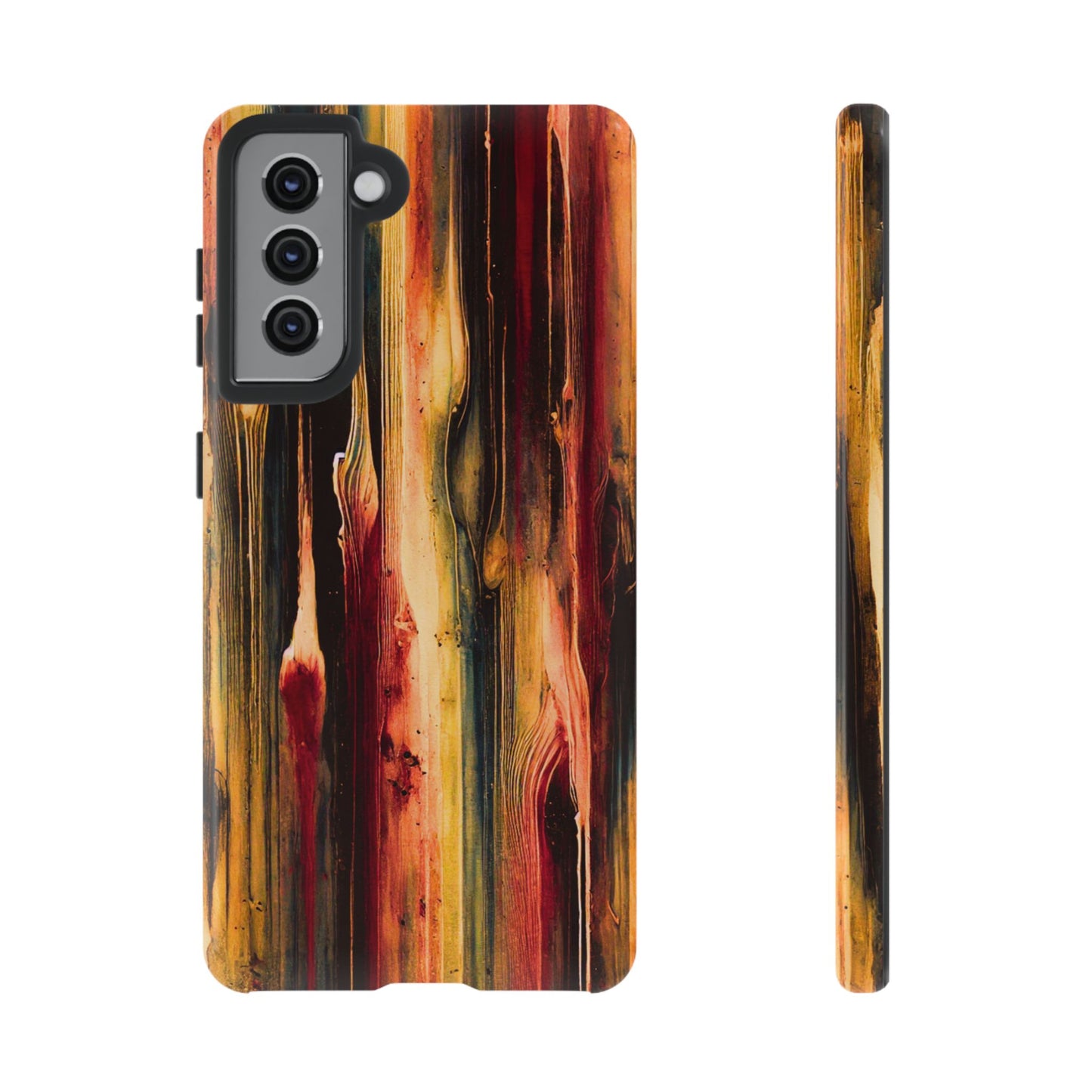 Rupture by NecroGrip tough phone case with red, gold, and black drip design