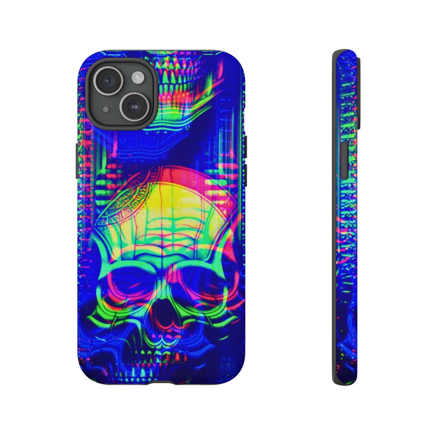 Phone Case - Bright Colorful Jittery Skull Design - NecroGrip