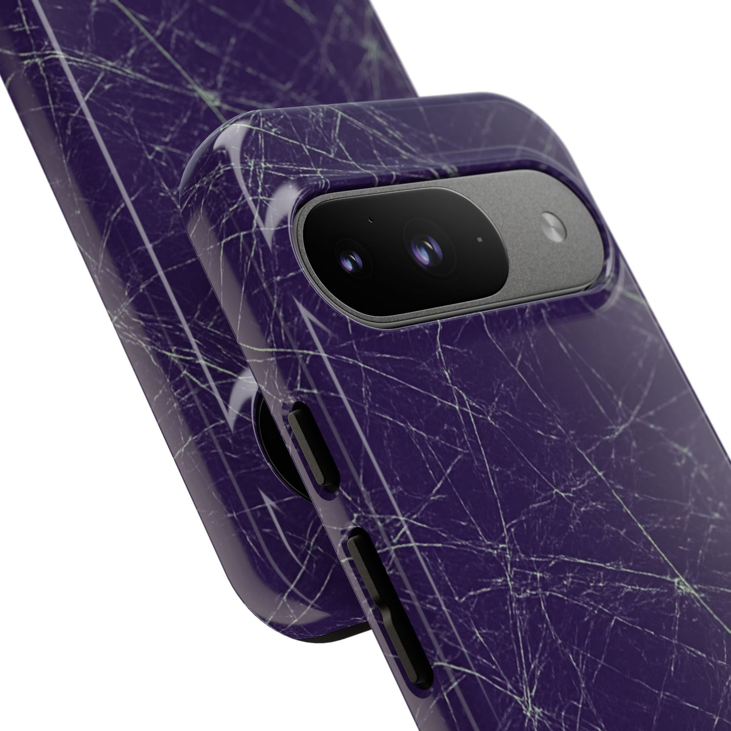 Fragmented impact-resistant phone case with cracked-glass design by NecroGrip.