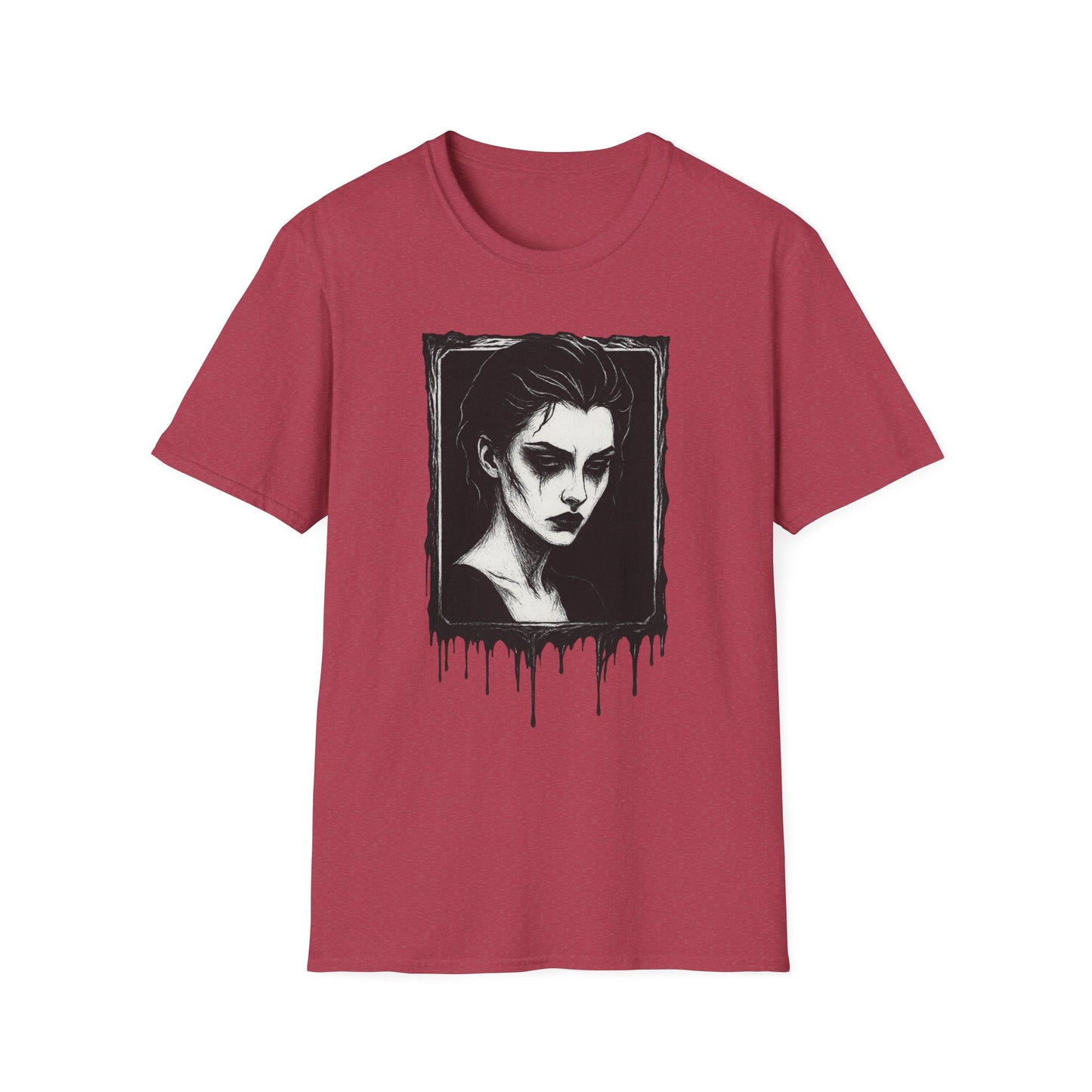 Framed in Mourning – Gothic Portrait Drip T-Shirt - NecroGrip