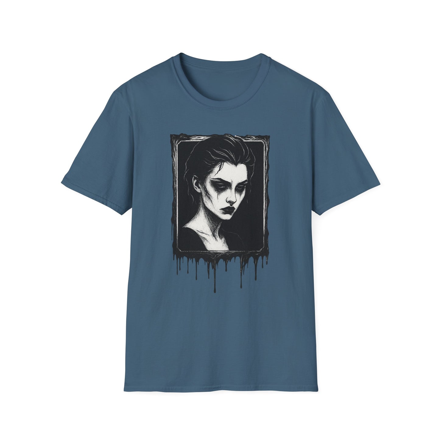 Framed in Mourning – Gothic Portrait Drip T-Shirt - NecroGrip