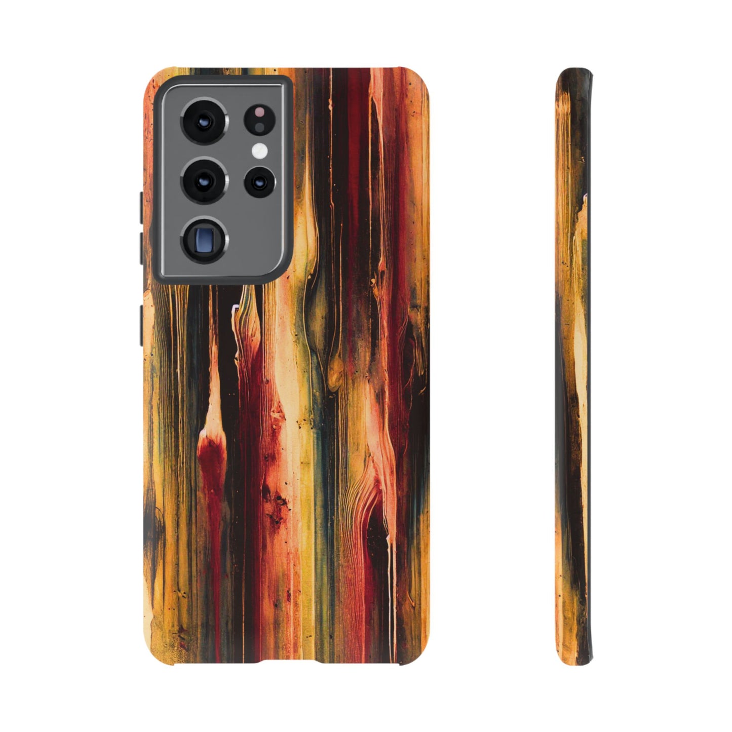 Rupture by NecroGrip tough phone case with red, gold, and black drip design
