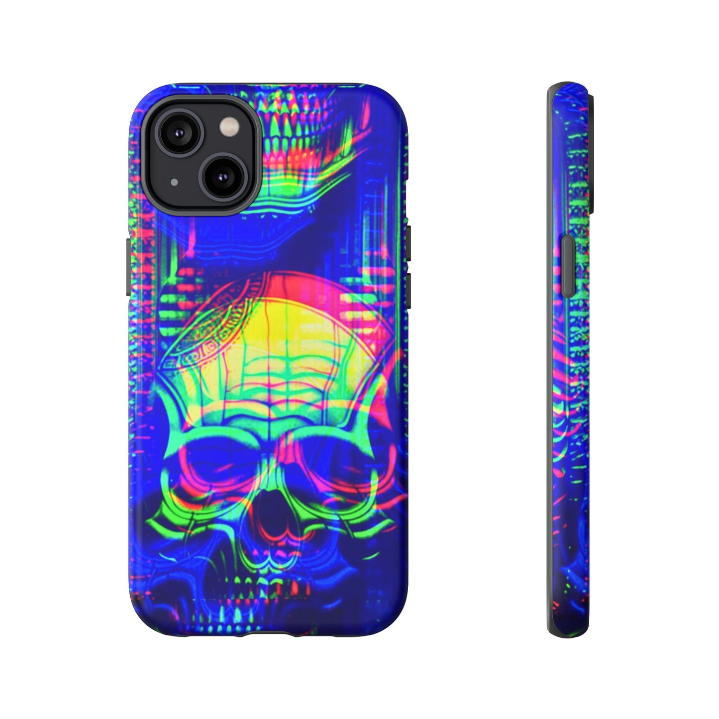 Phone Case - Bright Colorful Jittery Skull Design - NecroGrip