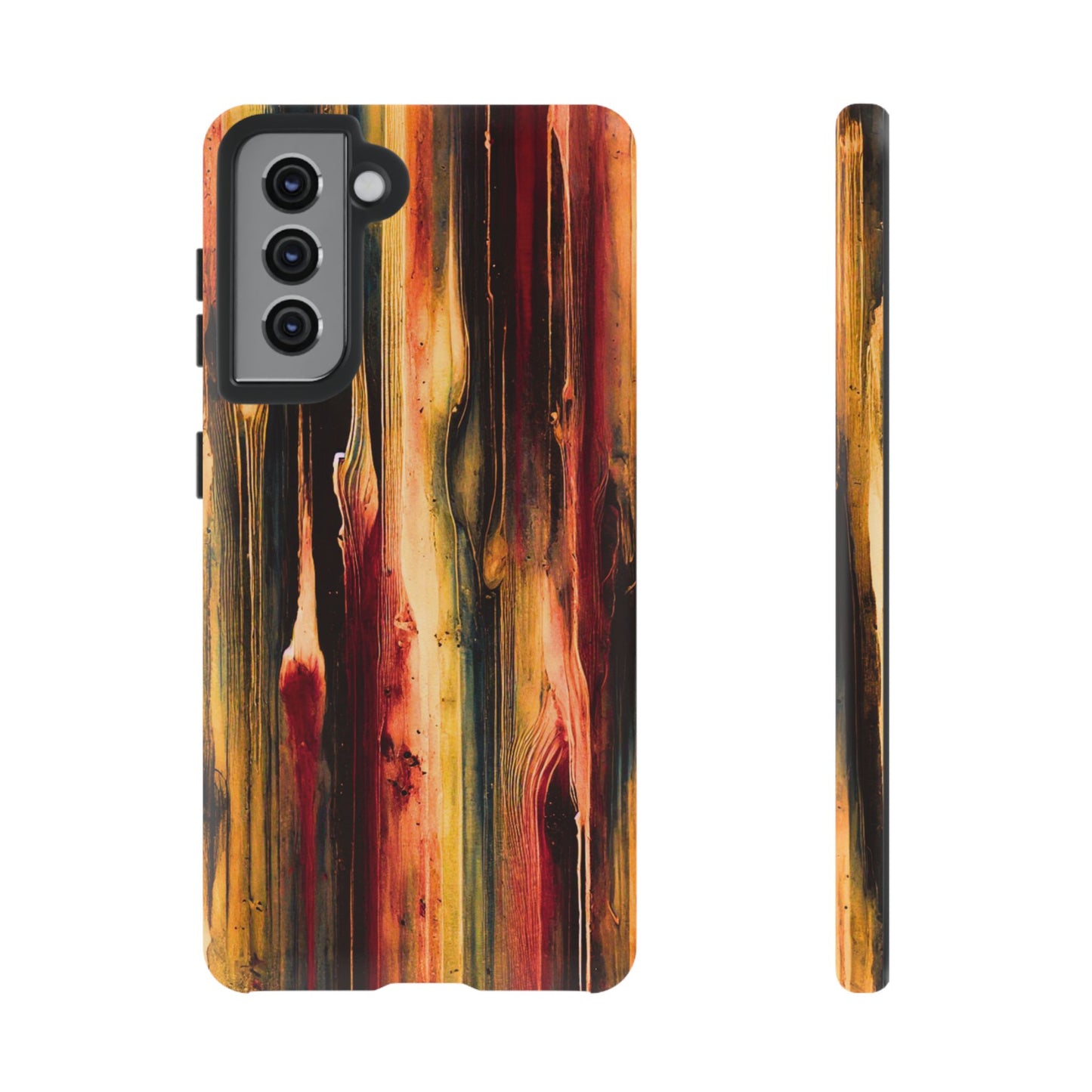 Rupture by NecroGrip tough phone case with red, gold, and black drip design