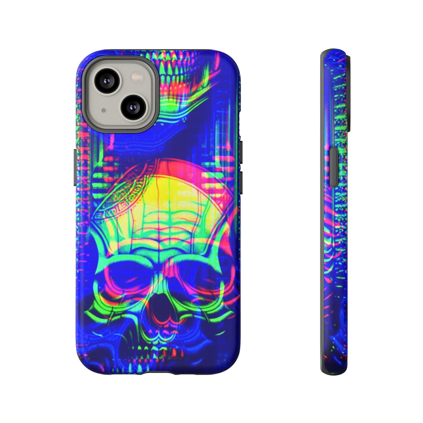 Phone Case - Bright Colorful Jittery Skull Design - NecroGrip