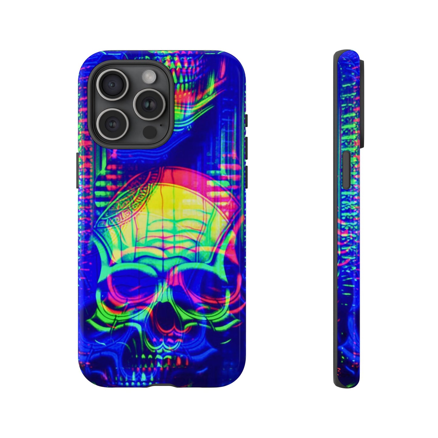 Phone Case - Bright Colorful Jittery Skull Design - NecroGrip