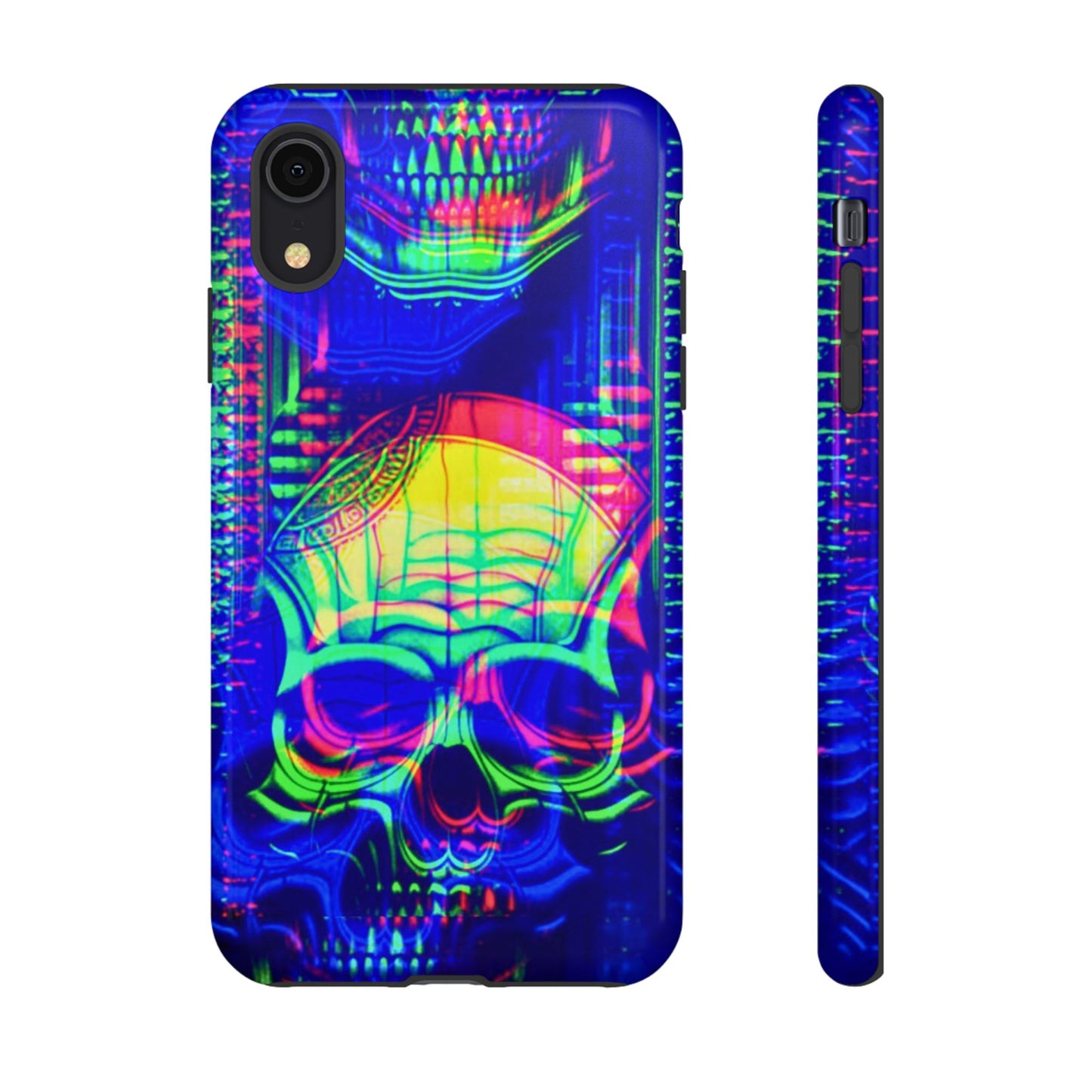 Phone Case - Bright Colorful Jittery Skull Design - NecroGrip