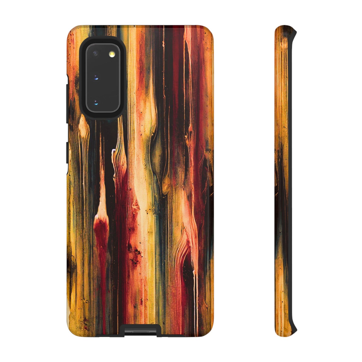 Rupture by NecroGrip tough phone case with red, gold, and black drip design