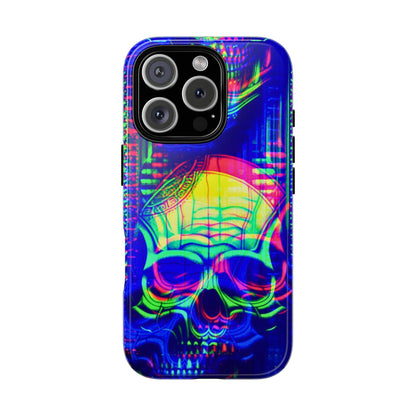Phone Case - Bright Colorful Jittery Skull Design - NecroGrip 