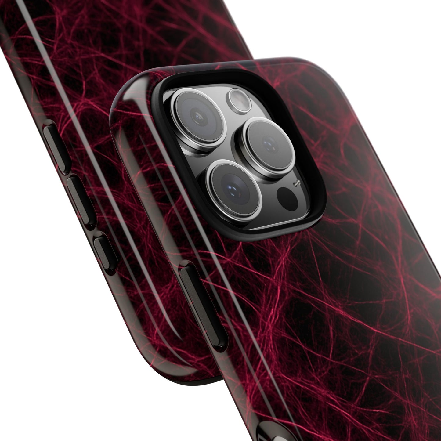 Crimson Synapse – Impact-Resistant Tough Phone Case for iPhone, Samsung & Google Pixel | NecroGrip