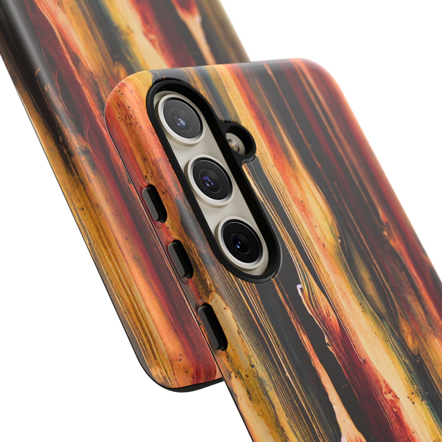 Rupture by NecroGrip tough phone case with red, gold, and black drip design
