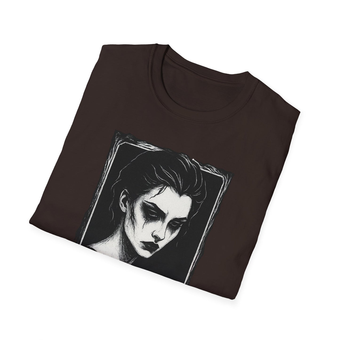 Framed in Mourning – Gothic Portrait Drip T-Shirt - NecroGrip 