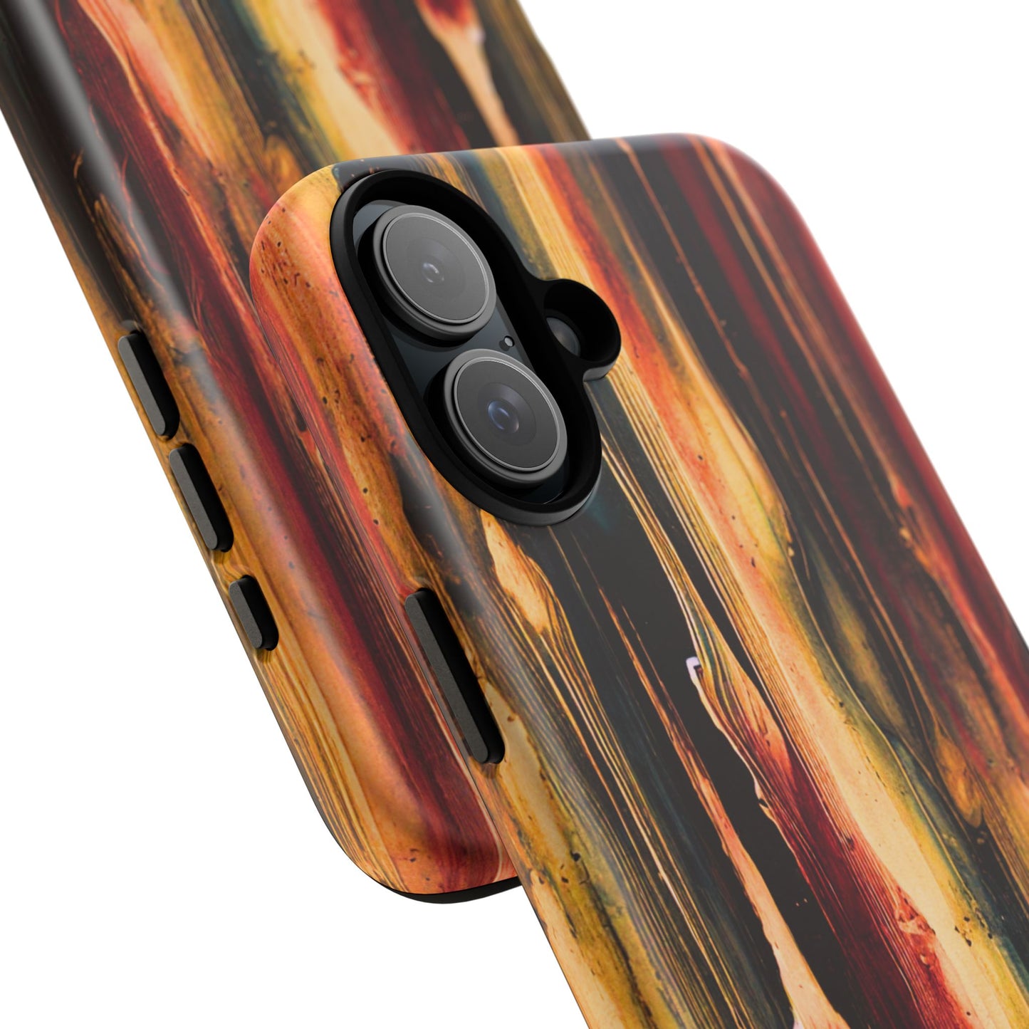 Rupture by NecroGrip tough phone case with red, gold, and black drip design