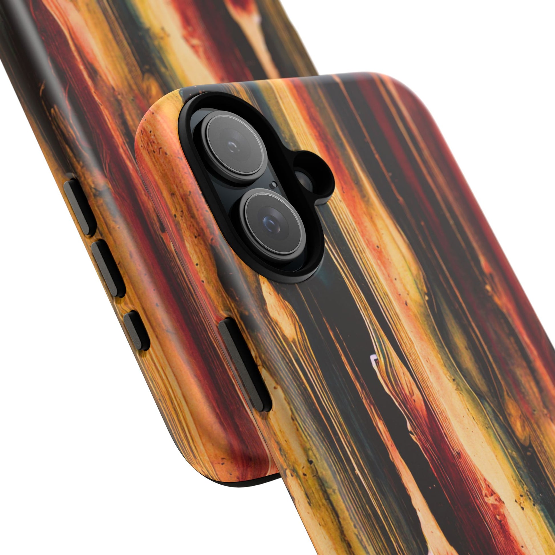 Rupture by NecroGrip tough phone case with red, gold, and black drip design