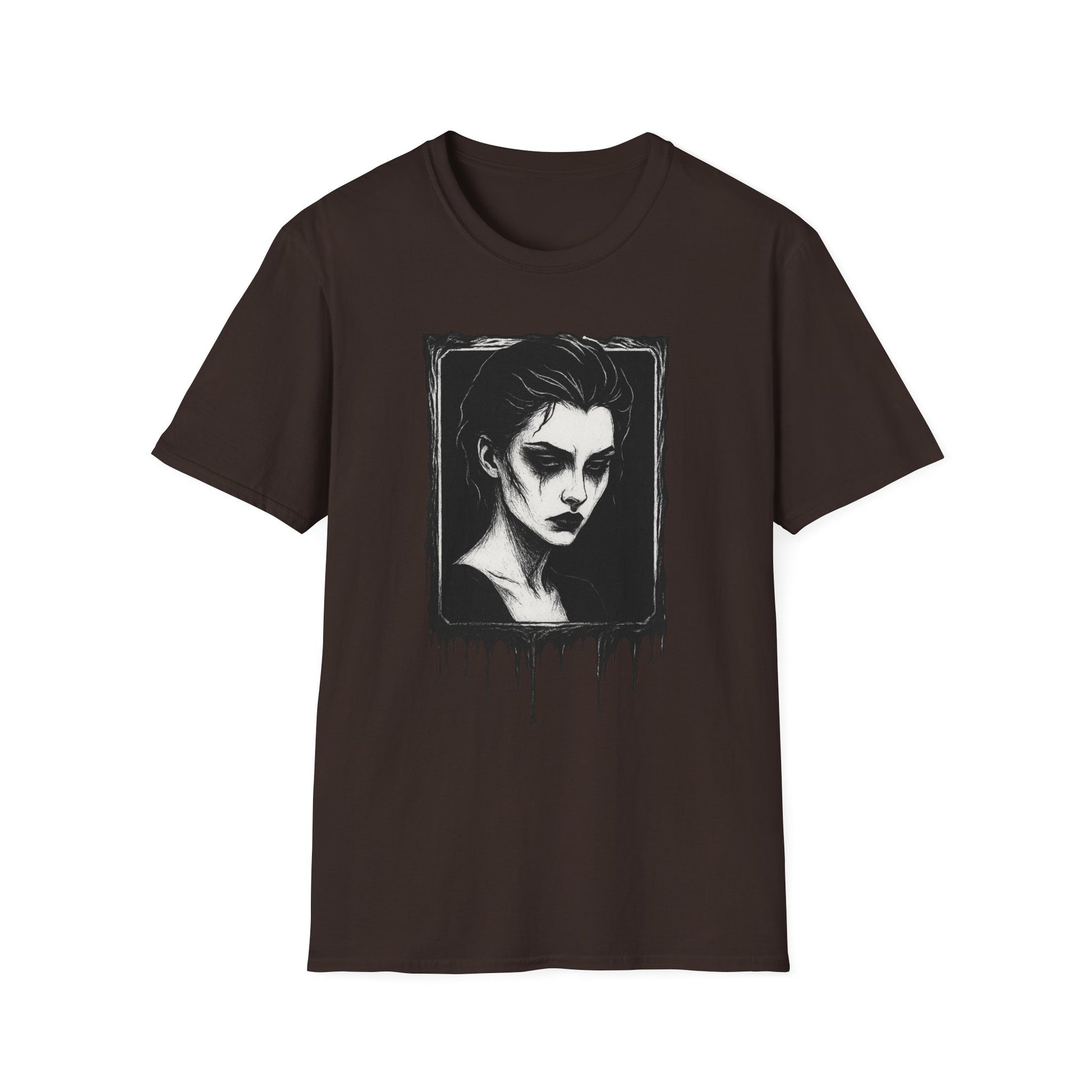 Framed in Mourning – Gothic Portrait Drip T-Shirt - NecroGrip 