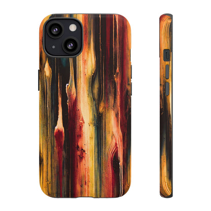 Rupture by NecroGrip tough phone case with red, gold, and black drip design