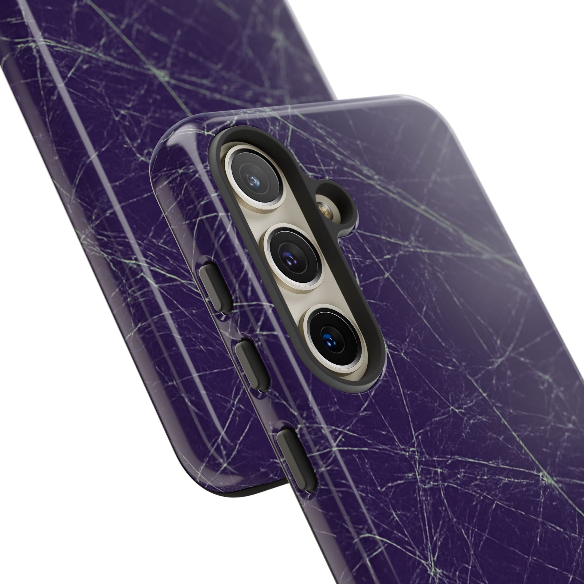 Fragmented impact-resistant phone case with cracked-glass design by NecroGrip.