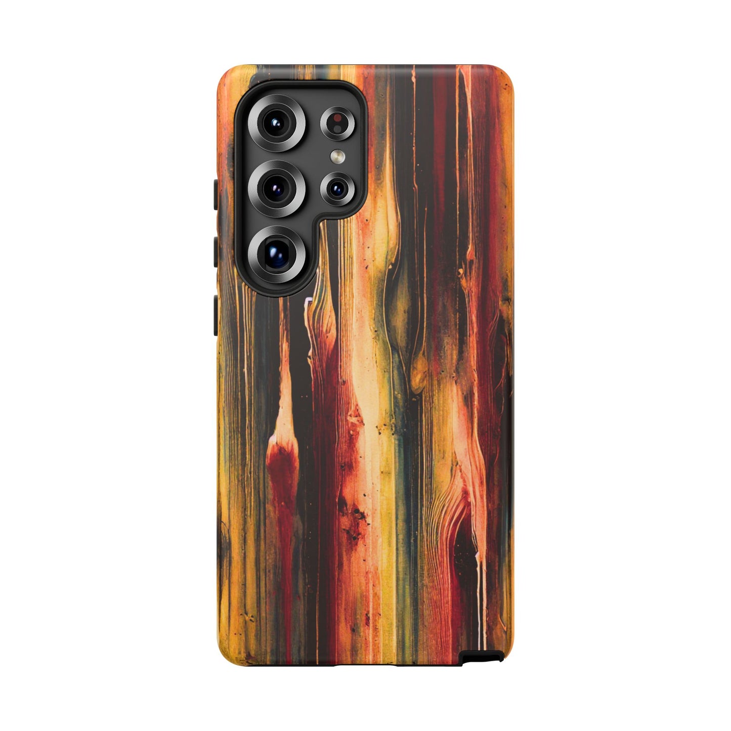 Rupture by NecroGrip tough phone case with red, gold, and black drip design