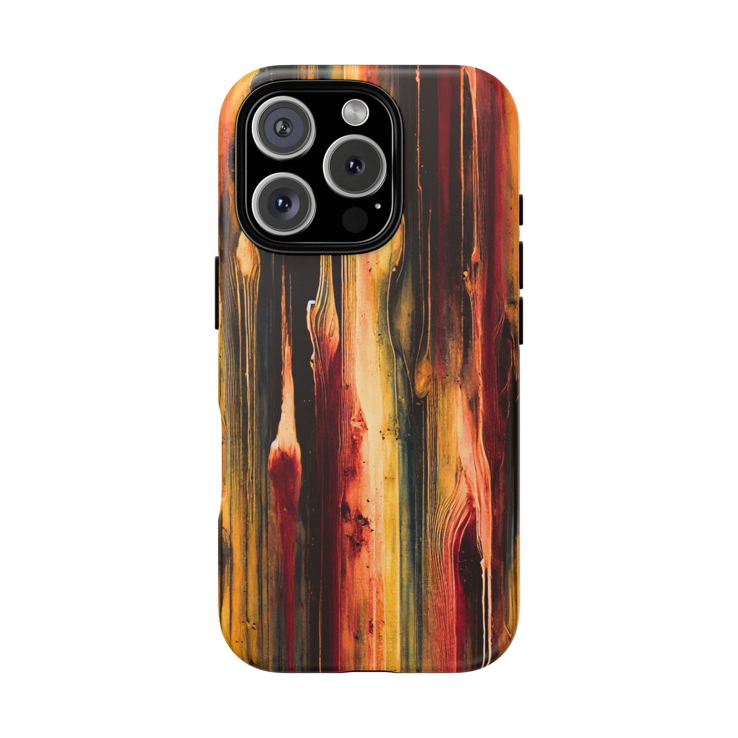 Rupture by NecroGrip tough phone case with red, gold, and black drip design