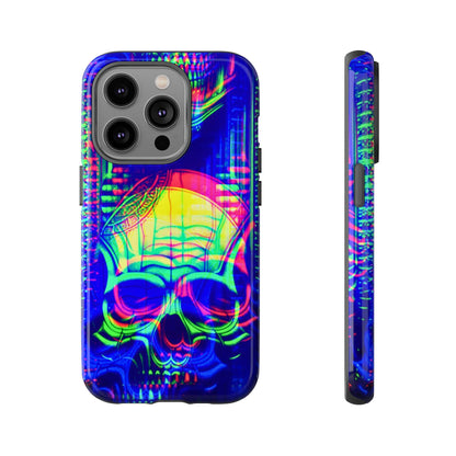 Phone Case - Bright Colorful Jittery Skull Design - NecroGrip 