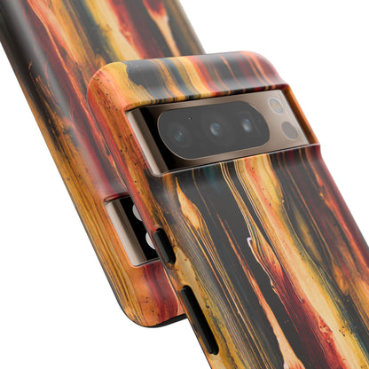 Rupture by NecroGrip tough phone case with red, gold, and black drip design