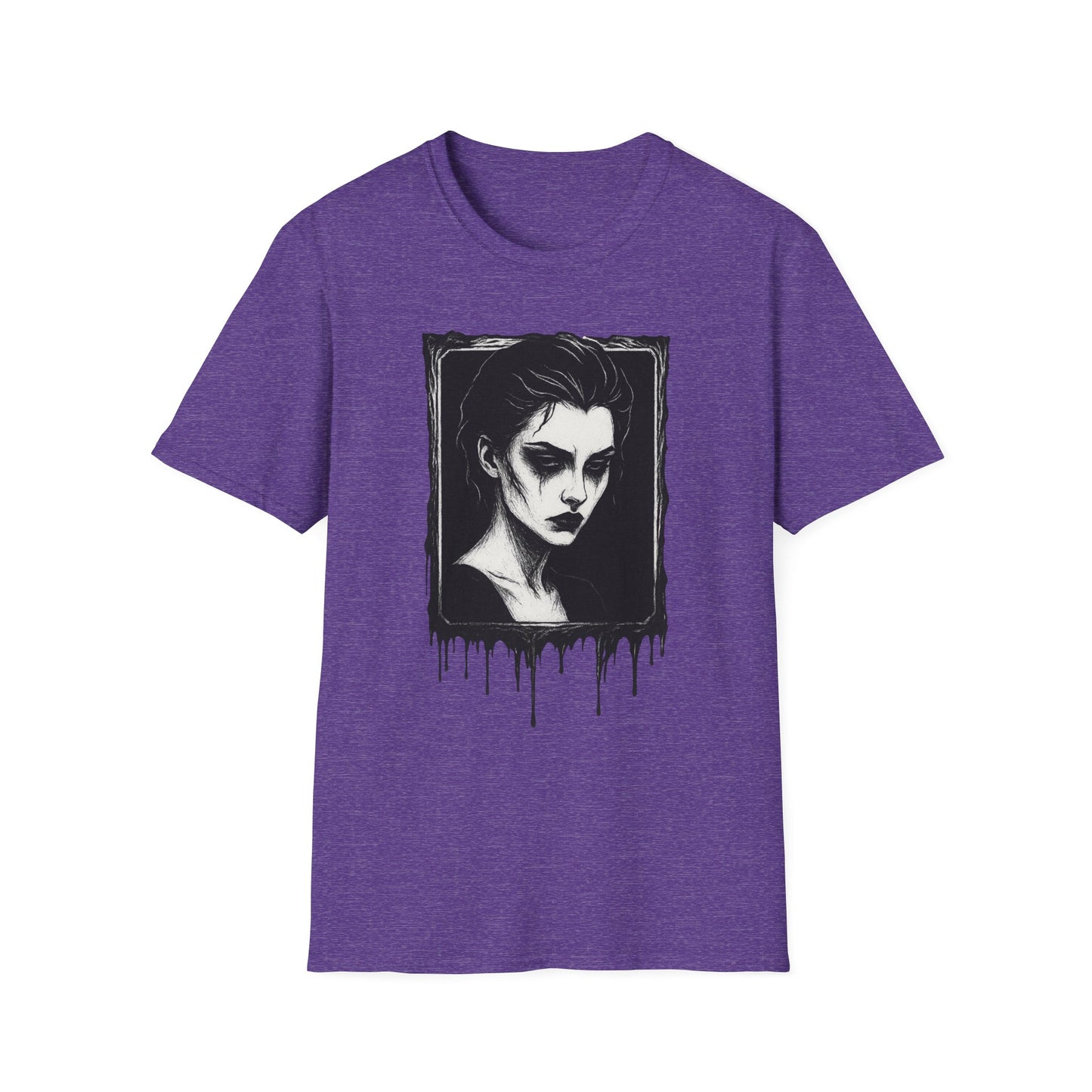 Framed in Mourning – Gothic Portrait Drip T-Shirt - NecroGrip 